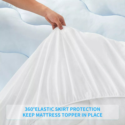 Reversible Cooling & Warm Mattress Topper 45cm Deep Pocket Mattress Pad All Size