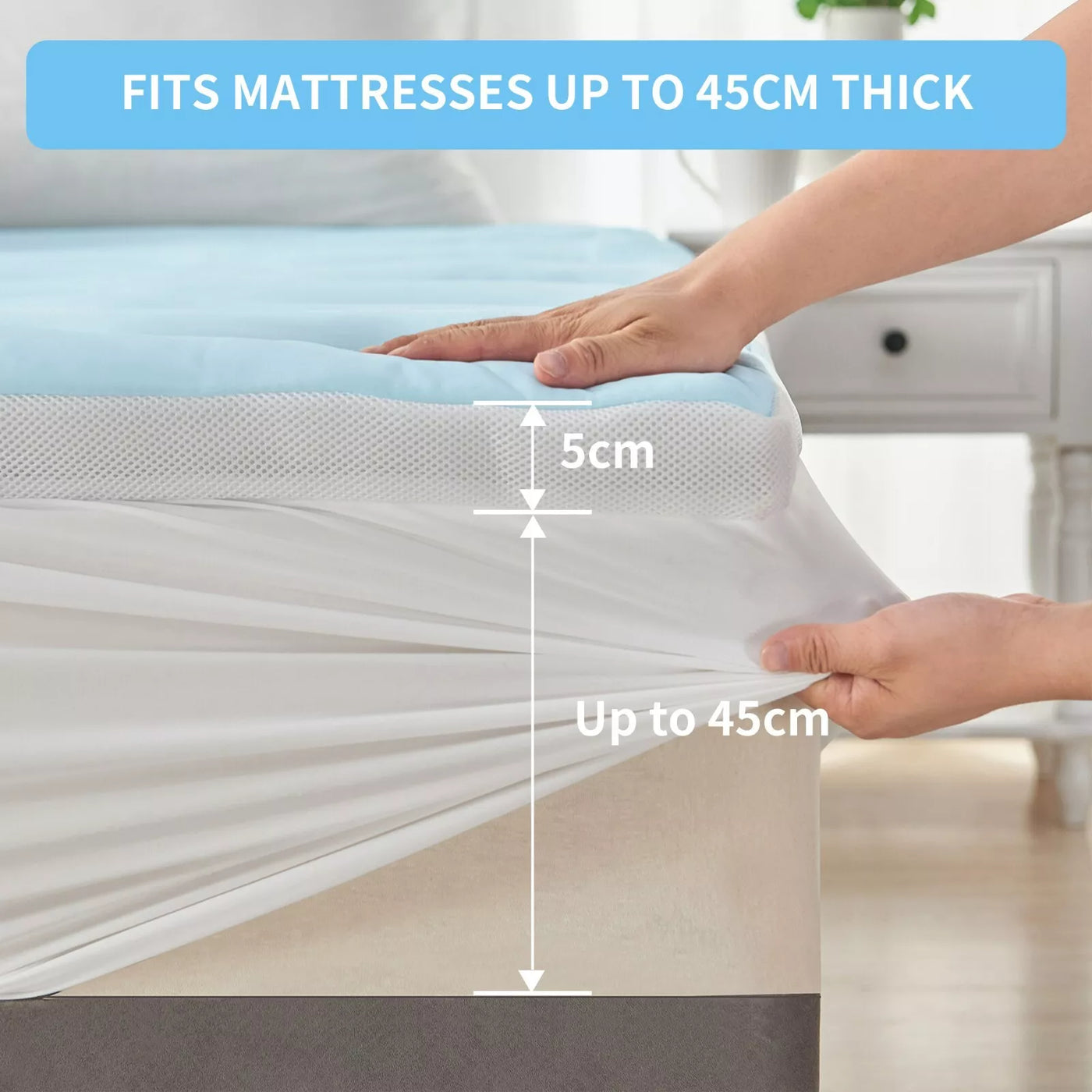 Reversible Cooling & Warm Mattress Topper 45cm Deep Pocket Mattress Pad All Size