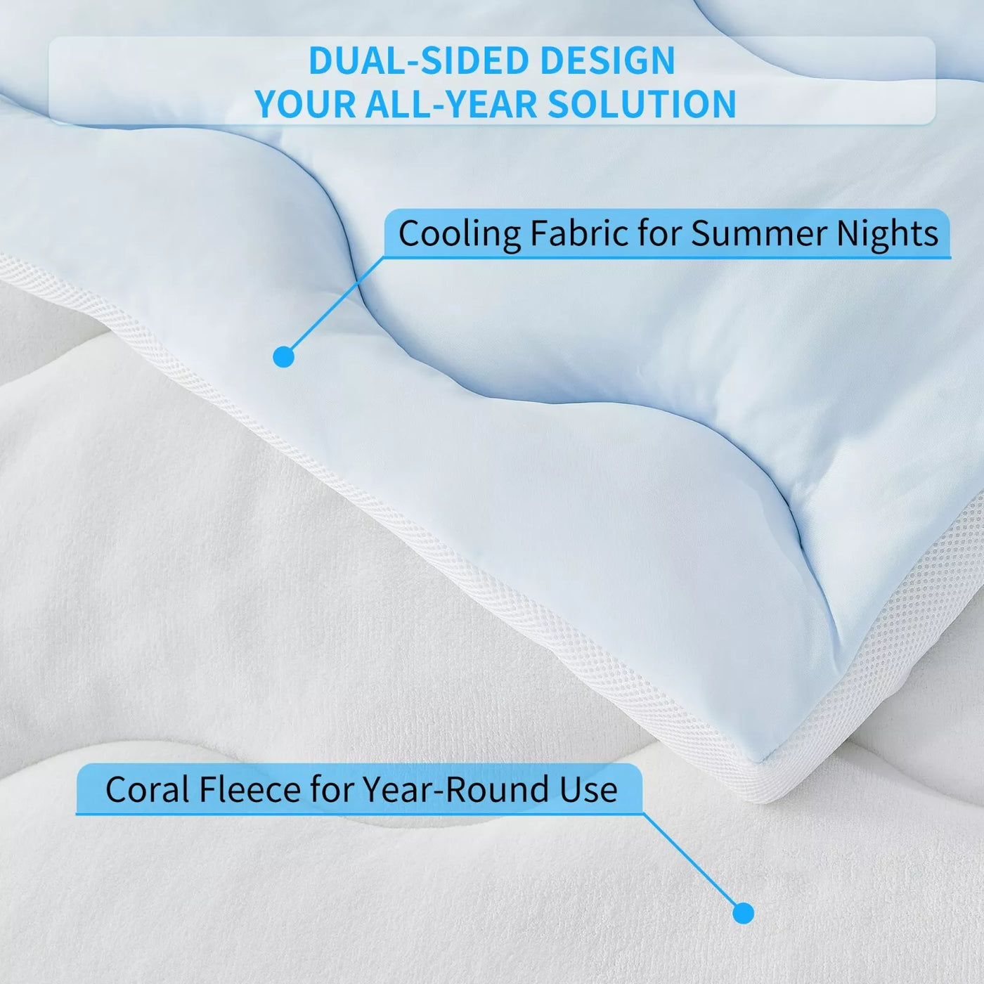 Reversible Cooling & Warm Mattress Topper 45cm Deep Pocket Mattress Pad All Size