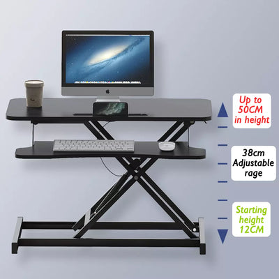 80cm Height Adjustable Standing Desk Riser Computer Laptop Stand Up Gas Spring