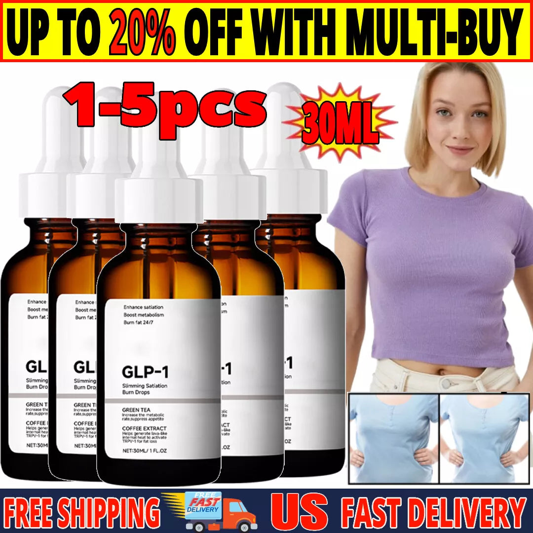 GLP-1 Weight Loss Fat Burner Drops Diet Supplement Slimming Drops 30ml 1-5X