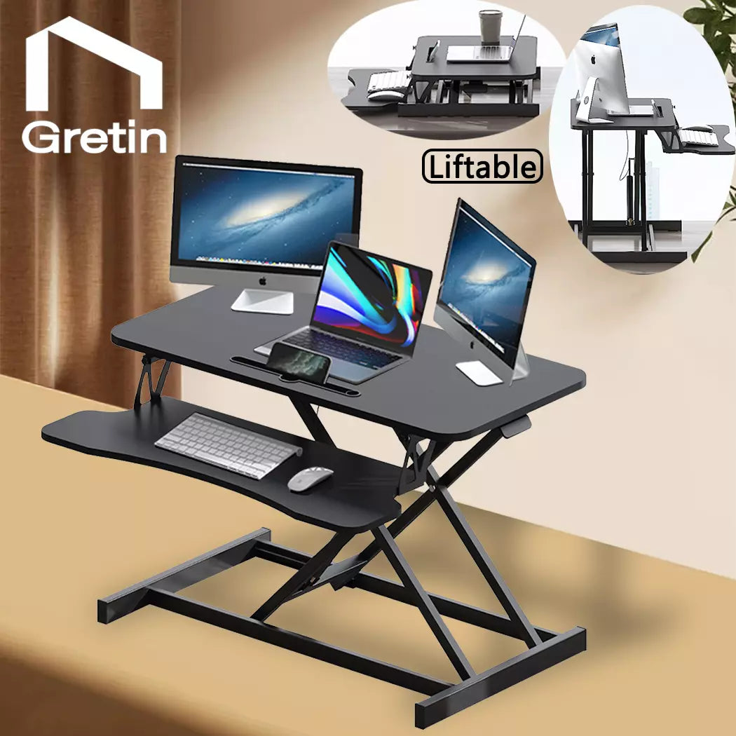 80cm Height Adjustable Standing Desk Riser Computer Laptop Stand Up Gas Spring