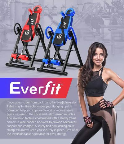 Everfit Inversion Table Tables Gravity Back Stretcher Foldable Home Fitness Gym