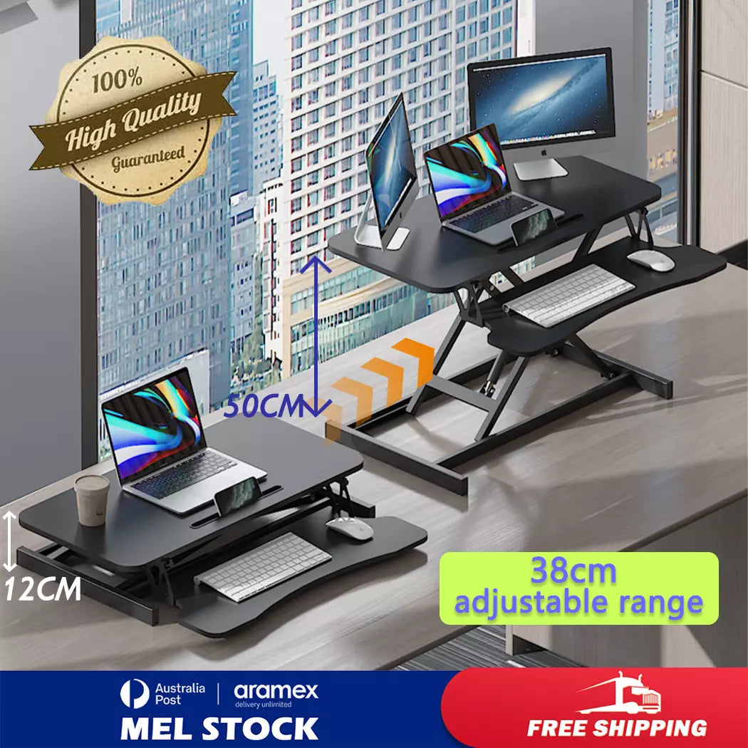 80cm Height Adjustable Standing Desk Riser Computer Laptop Stand Up Gas Spring