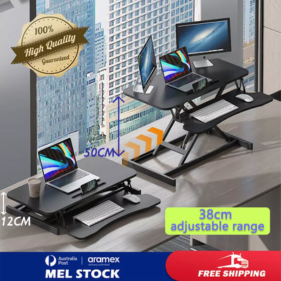 80cm Height Adjustable Standing Desk Riser Computer Laptop Stand Up Gas Spring